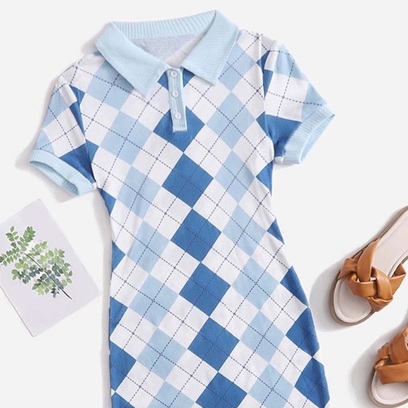 SHEIN | Dresses | Teen Girls Argyle Polo Dress | Poshmark SHEIN | Dresses | Teen Girls Argyle Polo Dress | Poshmark